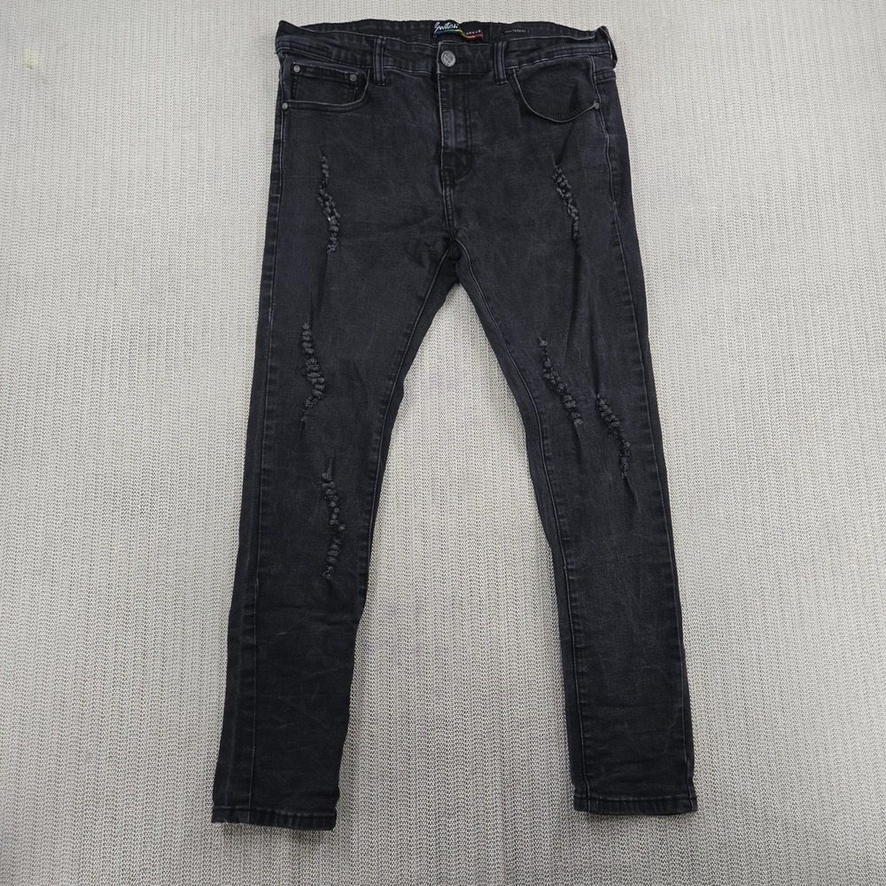 Switch Remarkable Jeans Men 34X30 Black Slim Taper Distressed Hip Hop Streetwear